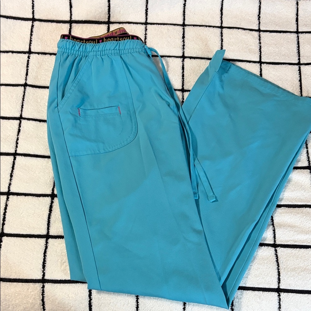 HeartSoul Turquoise Scrub Pants Small Elastic Waist Stretch